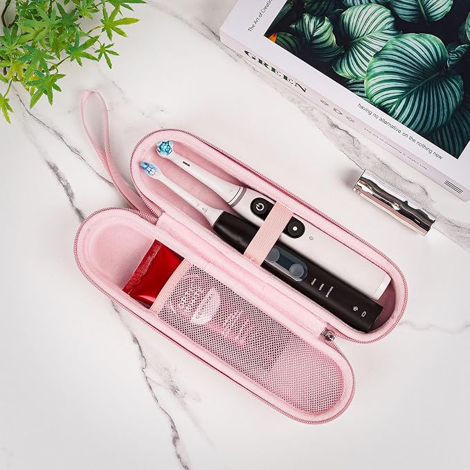 Dual Electric Toothbrush Case, Portable Bag for Travelling, Large Toothbrush Case Holder Compatible with AquaSonic, Sumkyle, Oral-B iO Series, Philips Sonicare (Pink) - Image 5