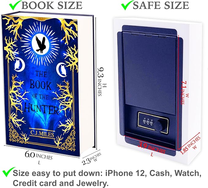Hunter Real Pages Book Safe with Key Lock, Hidden Lock Box for Money, Portable Metal Safe - Image 7