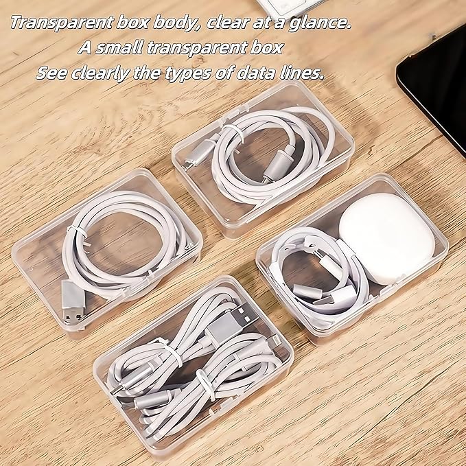 11 Grid Clear Cable Organizer Box with Switch for Desktop Cord Storage | Office desktop use, home wire sorting, stationery storage, detachable dividers, tidy cable arrangement - Image 5