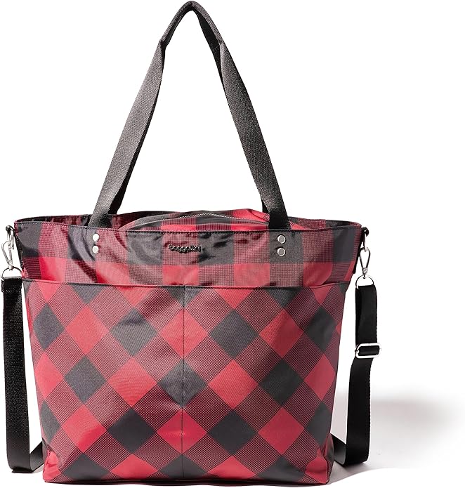 Baggallini Carryall Tote - Lightweight Nylon Zipper Top Weekender Travel Beach Bag w/Luggage Sleeve by baggallini