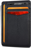 Slim Minimalist RFID Leather Wallet, Front Pocket Card Holder, Nappa Black by OakLeathers