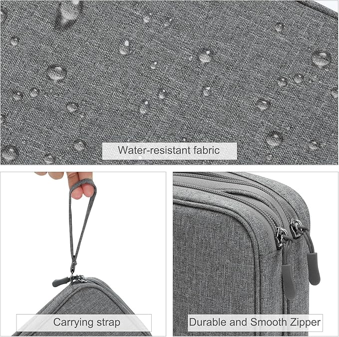FYY Electronic Organizer, Travel Tech Pouch Bag, Large, Dark Grey | Wrist Strap, Waterproof, Double Layers Portable Electronics Travel Carrying Case for Cord, Charger, Daily Business Trips Use - Image 4