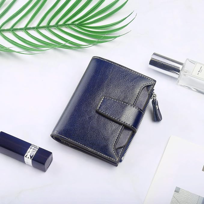Small Compact Women Wallet RFID Blocking Genuine Leather Bifold Purse with ID Windows - Image 6