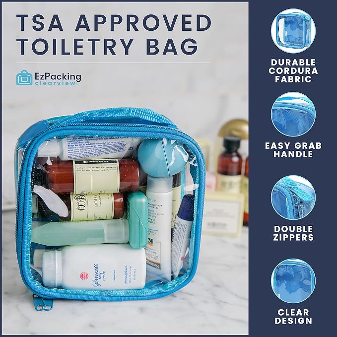 Clear TSA Approved 3-1-1 Travel Toiletry Bag for Carry On/Quart Size Transparent Liquids Pouch for Airport Security/Reusable See Through Vinyl & PVC Plastic Organizer Men Women (Green) - Image 4