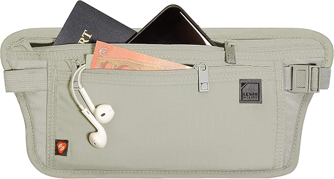 Lewis N. Clark Travel Money Belt Pouch, Slim RFID Blocking Anti Theft Waist Stash Pouches for Cash, Cards and Passport Holder by LewisNClark