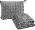Soft Cozy Travel Blanket for Airplane Train and Car, Grey | Lightweight, Blanket or Pillow 2 in 1, Compact with Portable Bag Pillowcase, with Luggage Sleeve and Backpack Clip by SOCHOW