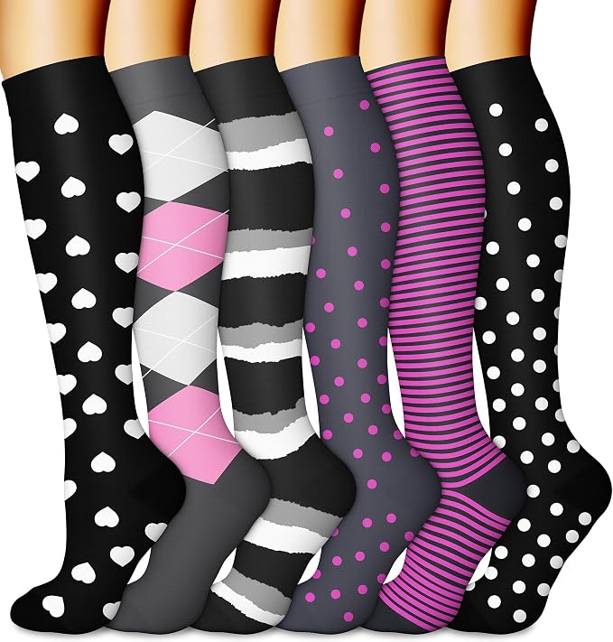 CHARMKING 6 Pairs-Compression Socks for Women & Men Circulation Best Support for Nurses, Running, Athletic,Flight Travel by CHARMKING