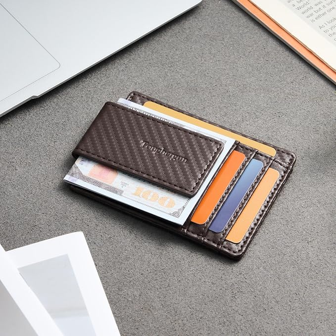 Toughergun Slim Wallet for Men RFID Blocking Money Clip, Minimalist Front Pocket Credit Card Holder, Magnetic Thin Mens Wallets with ID Window - Image 3