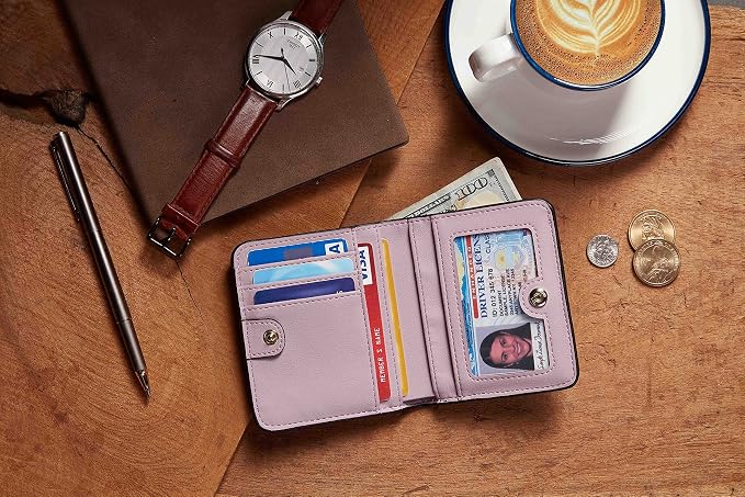 Gostwo Small Wallet for Women, Slim Bifold Credit Card Holder, Compact RFID Blocking Cash Wallet, Billfolds Thin Leather Zipper Pocket, Mini Wallet Gift for Ladies Teen Girls Travel with ID Window - Image 6