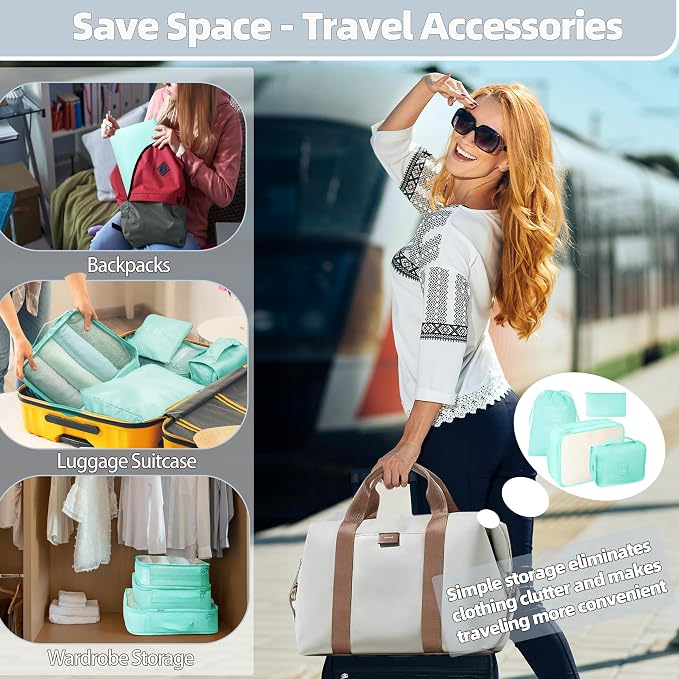 10 Pcs Set Packing Cubes - Travel Packing Organizers, Expandable Suitcase Organizer, Luggage Organizer Bags - Image 6