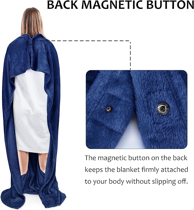 Tirrinia Travel Blanket Pillow - Wearable Airplane Blanket with Feet Pockets for Long Flights, Airplane Accessories Blanket Robe for Women and Men, Gift for Her - Image 5