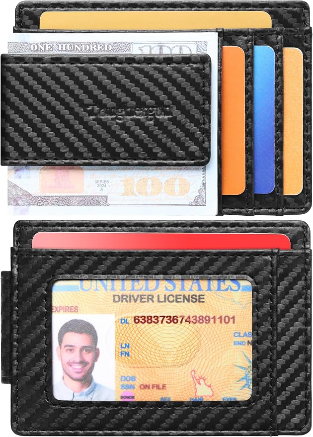 Toughergun Slim Wallet for Men RFID Blocking Money Clip, Minimalist Front Pocket Credit Card Holder, Magnetic Thin Mens Wallets with ID Window - Image 2