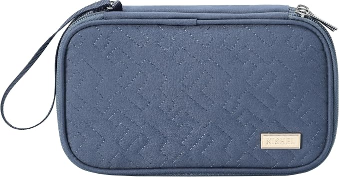NISHEL Electronics Travel Organizer Cord Case, Charger Cable Tech Bag | Double-layer bag keeps chargers, cables, flash drive, and small tech essentials organized for trip, Medium, Aegean-Blue - Image 8