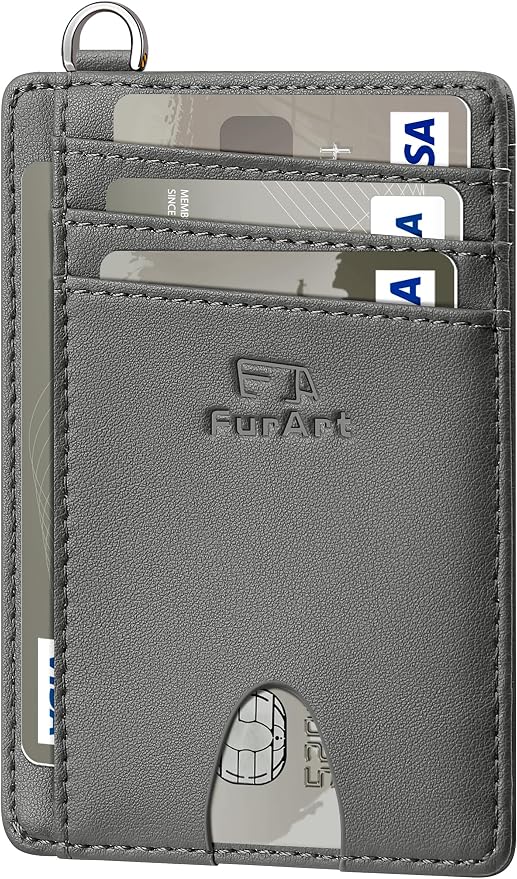 FurArt Slim Minimalist Wallet RFID Credit Card Holder for Men | slim minimalist compact rfid id window thin by FurArt