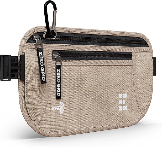 Money Belt for Secure Travel - RFID Blocking Slim Passport Holder - Hidden Waist Pouch for Cash, Credit Cards, Documents - Concealable Under Clothes, Water-Resistant Slim Fanny Pack for Men and Women by ZeroGrid
