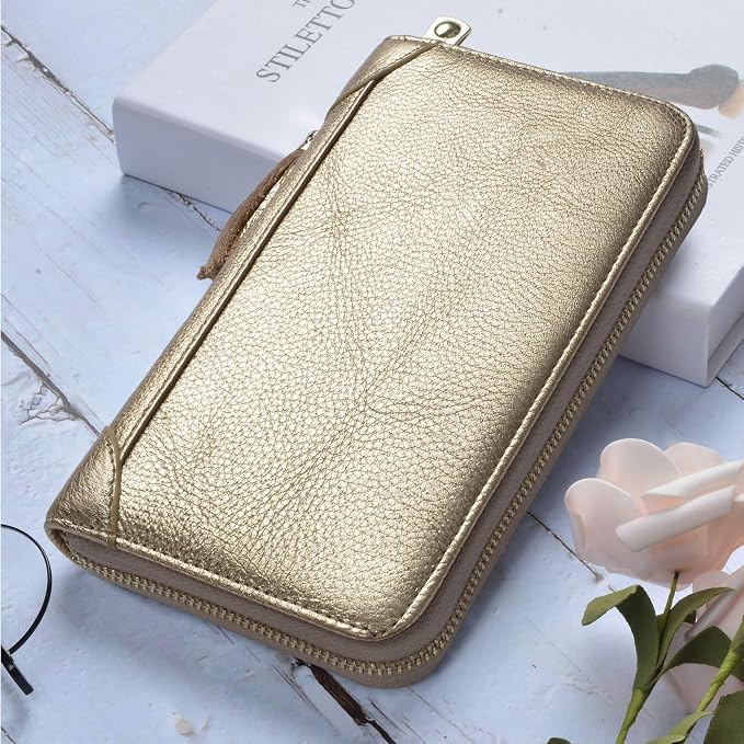 Easyoulife Credit Card Holder Wallet Womens Zipper Leather Case Purse RFID Blocking - Image 2