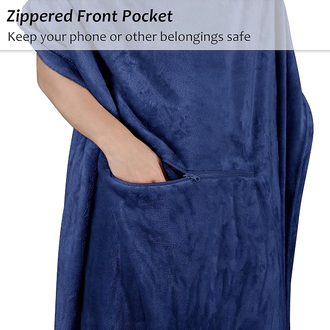 Tirrinia Travel Blanket Pillow - Wearable Airplane Blanket with Feet Pockets for Long Flights, Airplane Accessories Blanket Robe for Women and Men, Gift for Her - Image 4