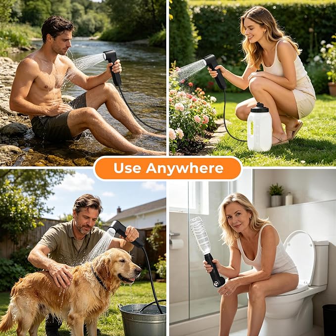 Portable Bidet for Travel Electric Handheld Sprayer 2.5L Large Tank | Dual Spray Modes One-Twist Adjust, 1600mAh Battery, LED Display USB-C Rechargeable, IPX6 Waterproof, for Women Men - Image 6