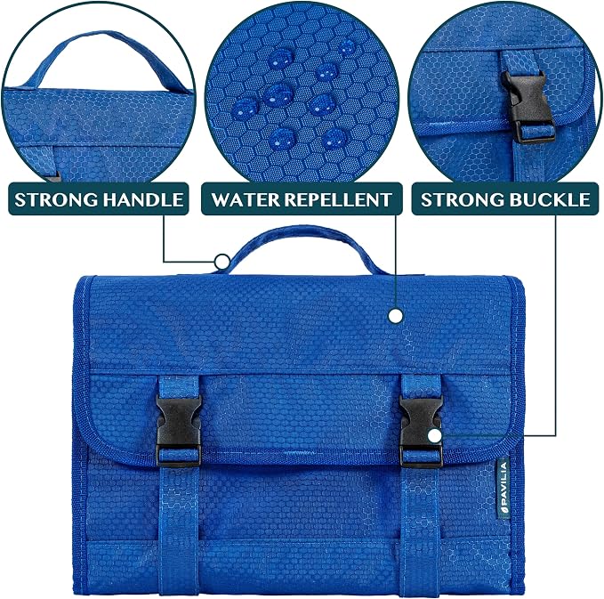 PAVILIA Travel Hanging Toiletry Bag for Women Men, Large Capacity Makeup Bag Kit, Waterproof Cosmetic Storage Organizer Case for Bathroom Shower - Image 3