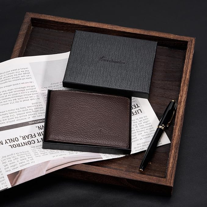 Travelambo Genuine Leather Wallet for Men with Gift Box - Handmade Bifold Stylish - Mens Wallets Rfid Blocking with 2 ID Windows - Image 8