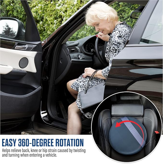 HealthSmart 360 Degree Swivel Seat Cushion, Chair Assist for Elderly, Swivel Seat Cushion for Car, Twisting Disc, Gray Stripe, 12.5 Inches in Diameter - Image 7
