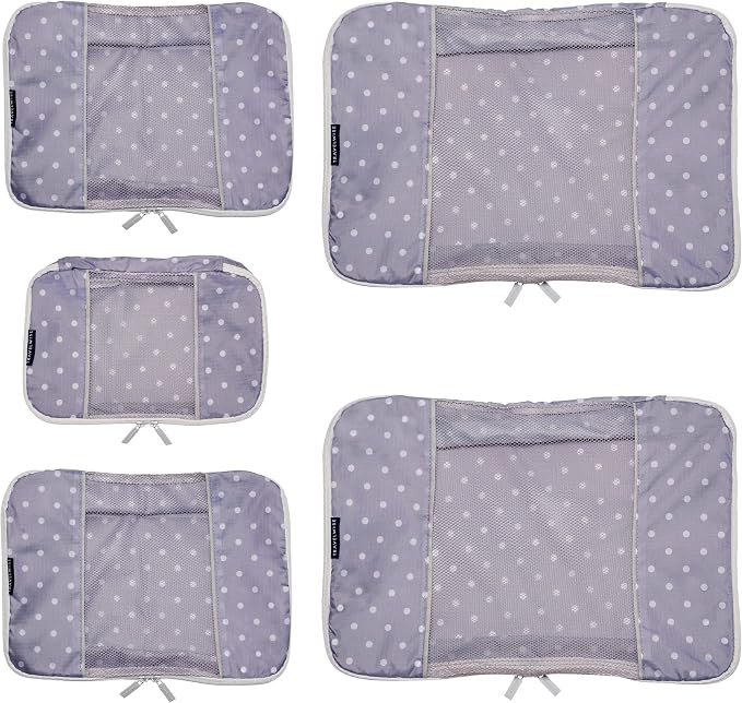 Travel Wise Packing Cubes for Travel - 5 Piece Set with Pattern Design, Lightweight Ripstop Nylon Luggage Organizers with Mesh Panel, Small Medium Large Sizes - Image 6