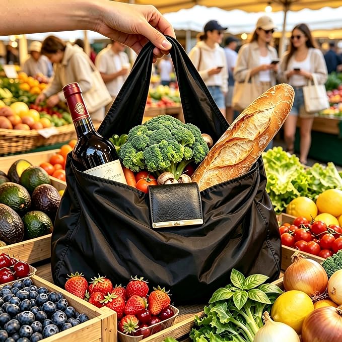 Foldable Keychain Tote Bag - Large Capacity Portable Shopping Bag - Reusable for Daily Use - Image 3