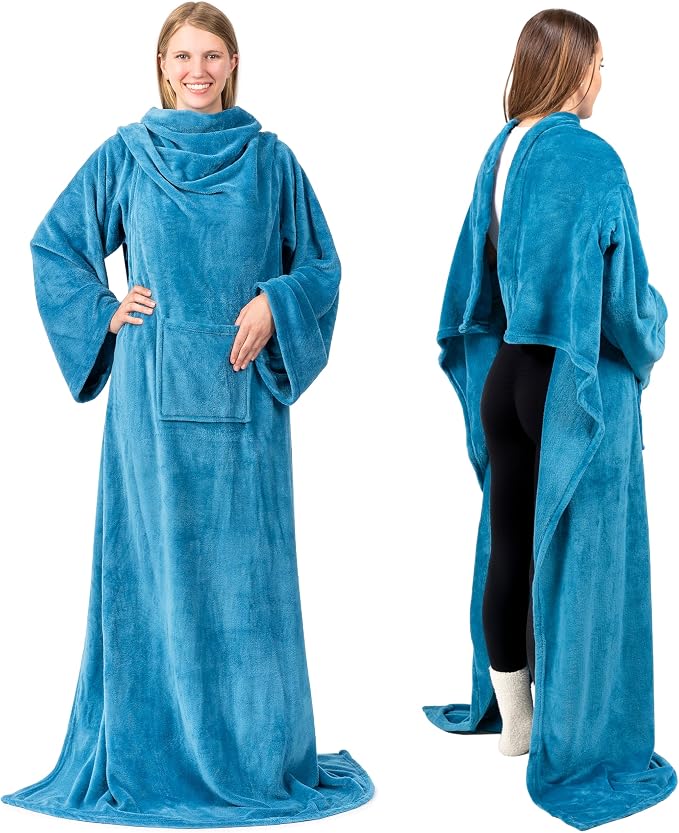 PAVILIA Wearable Blanket with Sleeves for Adult Women Men, Cozy Fleece Warm Wrap Throw with Arms, Gifts for Christmas, Wife - Image 2
