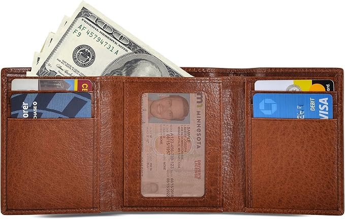 BULL GUARD Leather Trifold Wallets For Men with ID and RFID Blocking Crafted with Buffalo Top Grain Cowhide Premium Leather with Tight Stitching - Compact, Durable and Secure Everyday Carry - Image 2