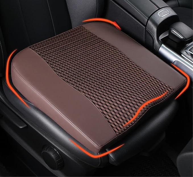 Lofty Aim Car Seat Cushion, Memory Foam Car Seat Cushions for Long Driving | Comfy Car Seat Pillow for Pain Relief, Driver Seat Cushion Adds Height, Butt Cushion for Car, Office Chair, 4D Mesh Brown by LoftyAim