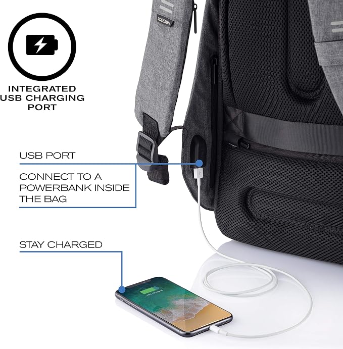 XDDesign Bobby Hero 16 Liter Anti Theft Laptop Backpack, Padded 15.6" Laptop Sleeve, Recycled Material, Water Repellent, USB Charging Port, Travel Carry on Flight Approved for Men&Women - Image 4