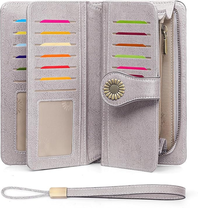 SENDEFN Wallets for Women Leather Credit Card Holder with RFID Blocking Large Capacity Wristlet | with RFID Blocking by SENDEFN