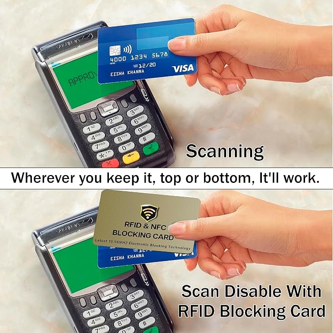 SaiTech IT 2 Pack RFID Blocking Card for Credit Debit ID Card, Golden | Slim Anti-Theft Contactless NFC RFID Blocker Protector, Easily Fit into Wallet and Purse, for Men & Women - Image 7