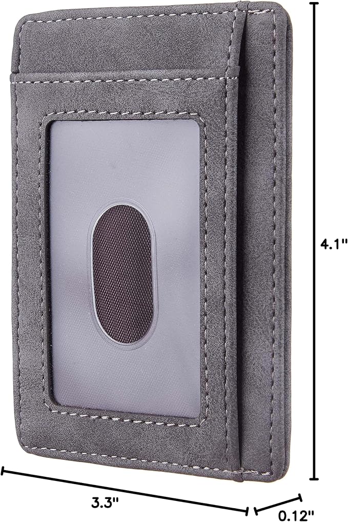Travelambo Slim Wallet Front Pocket Minimalist Leather RFID Blocking Medium Size - Image 5