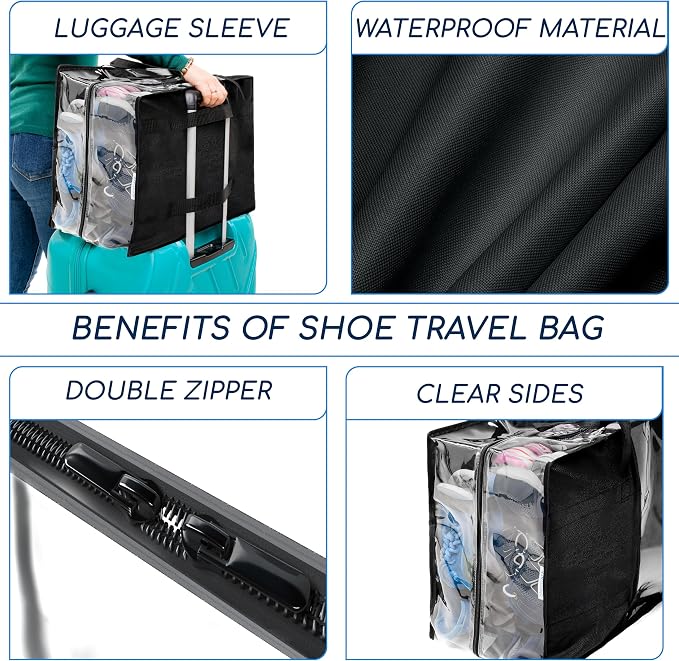 Shoe Travel Bag for 8 Pairs of Shoes - Travel Shoe Organizer - Portable Luggage Multiple Shoes Carrier Sneaker Bag - Shoe Storage Case - Image 2