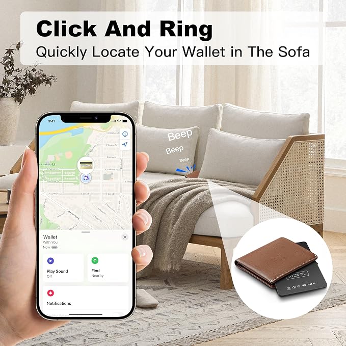 2-Pack Wallet Tracker Cards, Works with Apple Find My | 1.6mm thin, Qi rechargeable, 5-month battery, IP68 waterproof, Left-Behind Alerts, iPhone & iPad compatible - Image 3