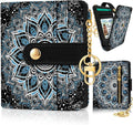 Jogjam Mandala Rfid Women Wallet, Small Slim Thin Credit Card Holder | PU Leather Bifold Cash Zipper Coin Pocket ID Window, for Female Ladies Teen Girls Girly Gifts by Jogjam