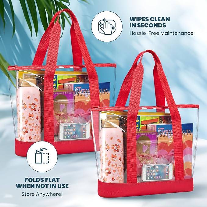 Handy Laundry Clear Tote Bag - Zipper Closure, Long Shoulder Strap, Fabric Trimming. - Image 7