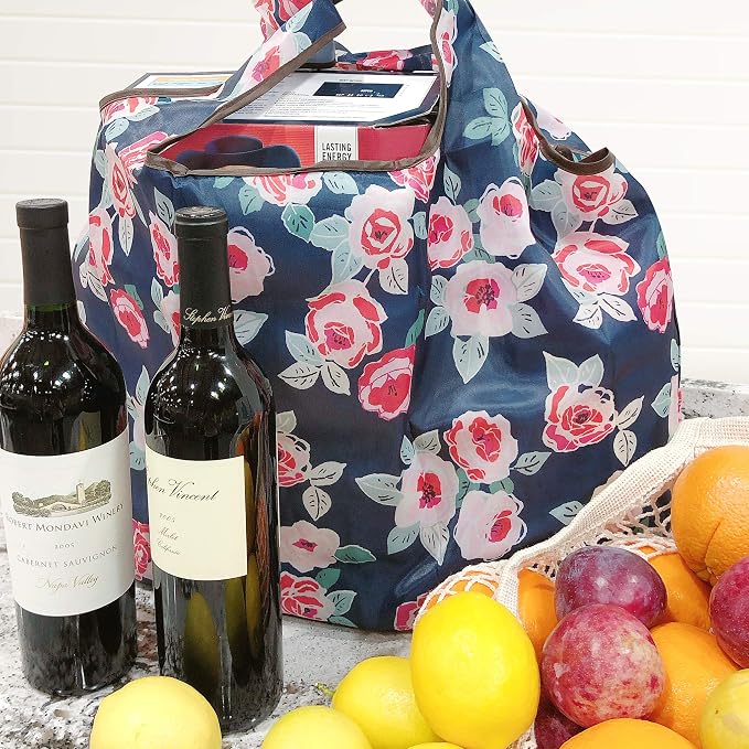 allydrew Large Foldable Tote Nylon Reusable Grocery Bags - Image 2