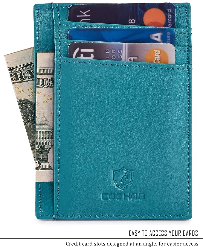 Front Pocket Wallet for Men Women Slim Minimalist Real Leather RFID Blocking Credit Card Holder - Image 2