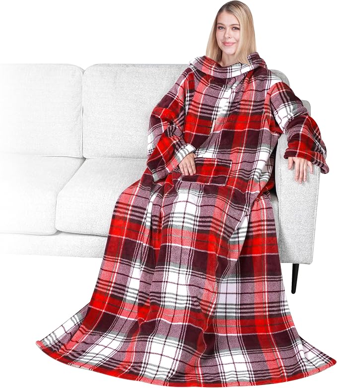 PAVILIA Wearable Blanket with Sleeves for Adult Women Men, Cozy Fleece Warm Wrap Throw with Arms, Gifts for Christmas, Wife by PAVILIA