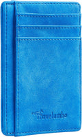 Travelambo Slim Wallet Front Pocket Minimalist Leather RFID Blocking Medium Size by Travelambo