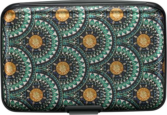RFID Aluminum Wallet Credit Card Protector Case Holder for Men Women | Mini RFID Aluminum Wallet Credit Cards Holder Business Card Case Metal ID Case for Men Women(Peacock Feathers) - Image 4