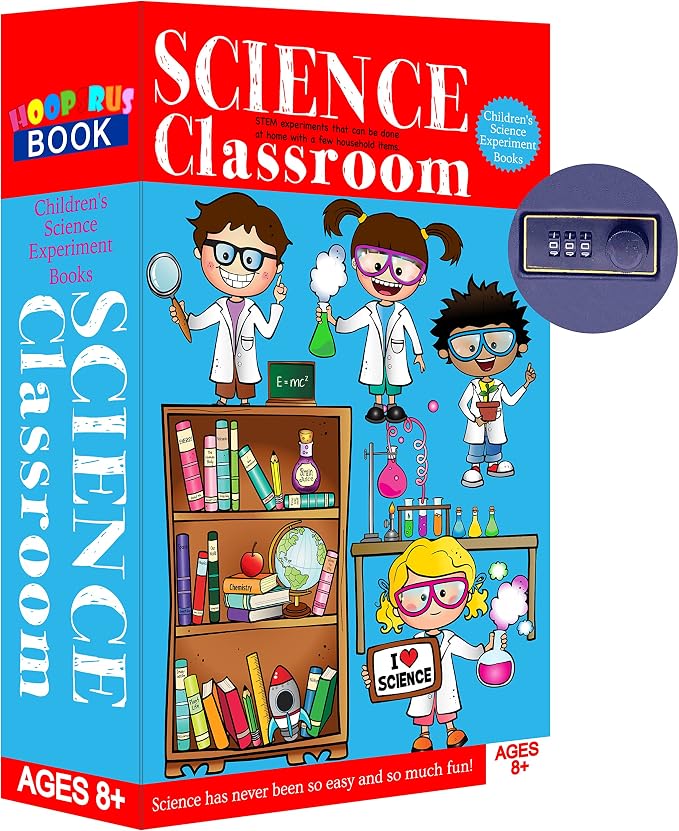 Science Classroom Real Pages Book Safe with Combination Lock,Money Safe Book Storage Lock Boxes for Personal Items Large Capacity Safes Hold Phone,Cash Box by Ulixu