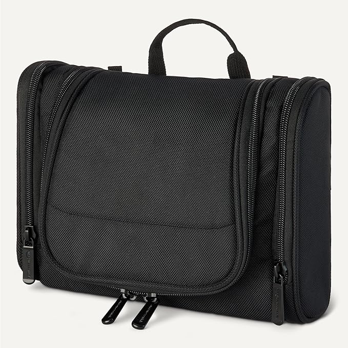 Amazon Essentials Spacious Toiletry Bag, Hanging Cosmetic Dopp Kit with Multiple Compartments, Durable Polyester, Large Capacity Storage, Compact Design, Black (Previously Amazon Basics) - Image 5
