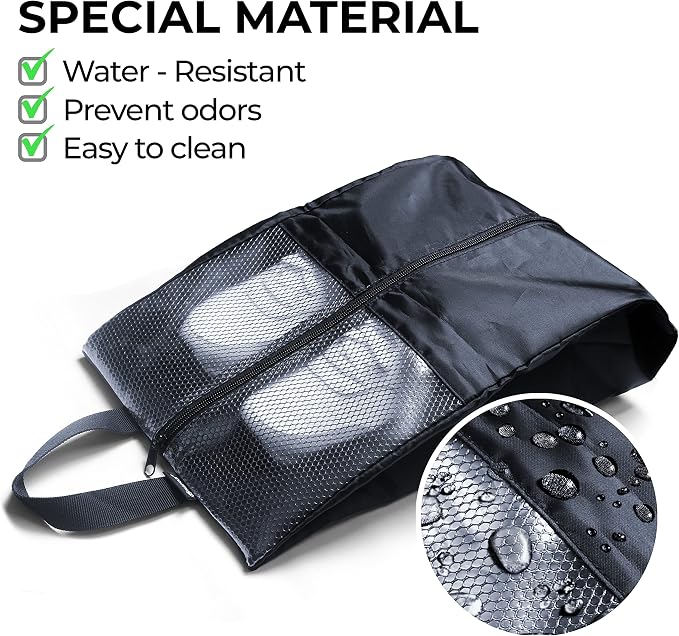 Shoe Bags For Travel, Used As For Storage or Shoe Travel Bag, Space Saving When Travelling With This Travel Shoe Bags For Packing, Featuring Waterproof Nylon Sneaker Bag (Black, 2 Pack, Medium) - Image 5