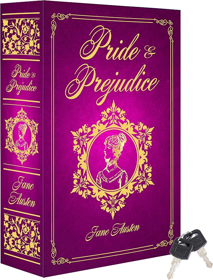 Pride and Prejudice Book Safe with Real Pages, Key Lock Metal Secret Box | Hidden safe box and hollow storage compartment for cash money. Decorative book box stash case for passport savings. by Ulixu