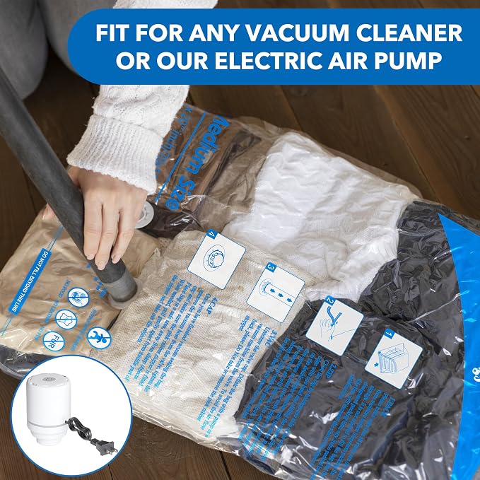 Vacuum Seal Bags for Clothing Travel & Home Storage, travel vacuum bags with pump, Store Blankets, Comforters, Pillows, Seasonal Clothes Compactly,24 Pack With Electric Pump - Image 5