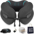 Ergonomic Travel Neck Pillow for Airplane, Memory Foam Support for Long Haul Flight Headrest, Soft Compact U Shaped for Adult Men Plane Sleeping, Portable Carry Box, Eyemask, Earplugs, Size L by Parnir-JourneyFurtherin2026