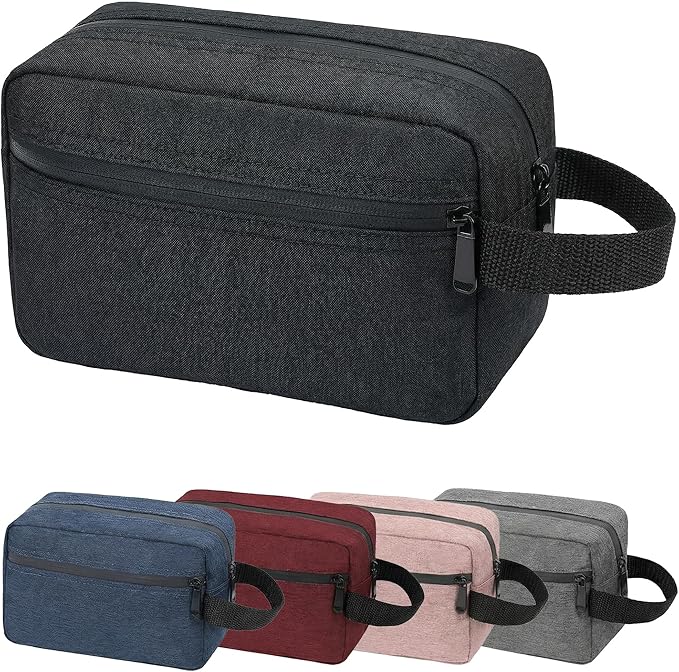 DSYSC Travel Toiletry Bag for Women & Men, Small Makeup Bag | Water-Resistant Cosmetic Bag, Cosmetic Pouch, Traveling Dopp Kit, Travel Essentials Accessories, Black by DSYSC